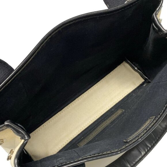 Auth BALENCIAGA Navy Cabas XS 390346 Cream Black Canvas Leather - Tote Bag - Picture 15 of 16